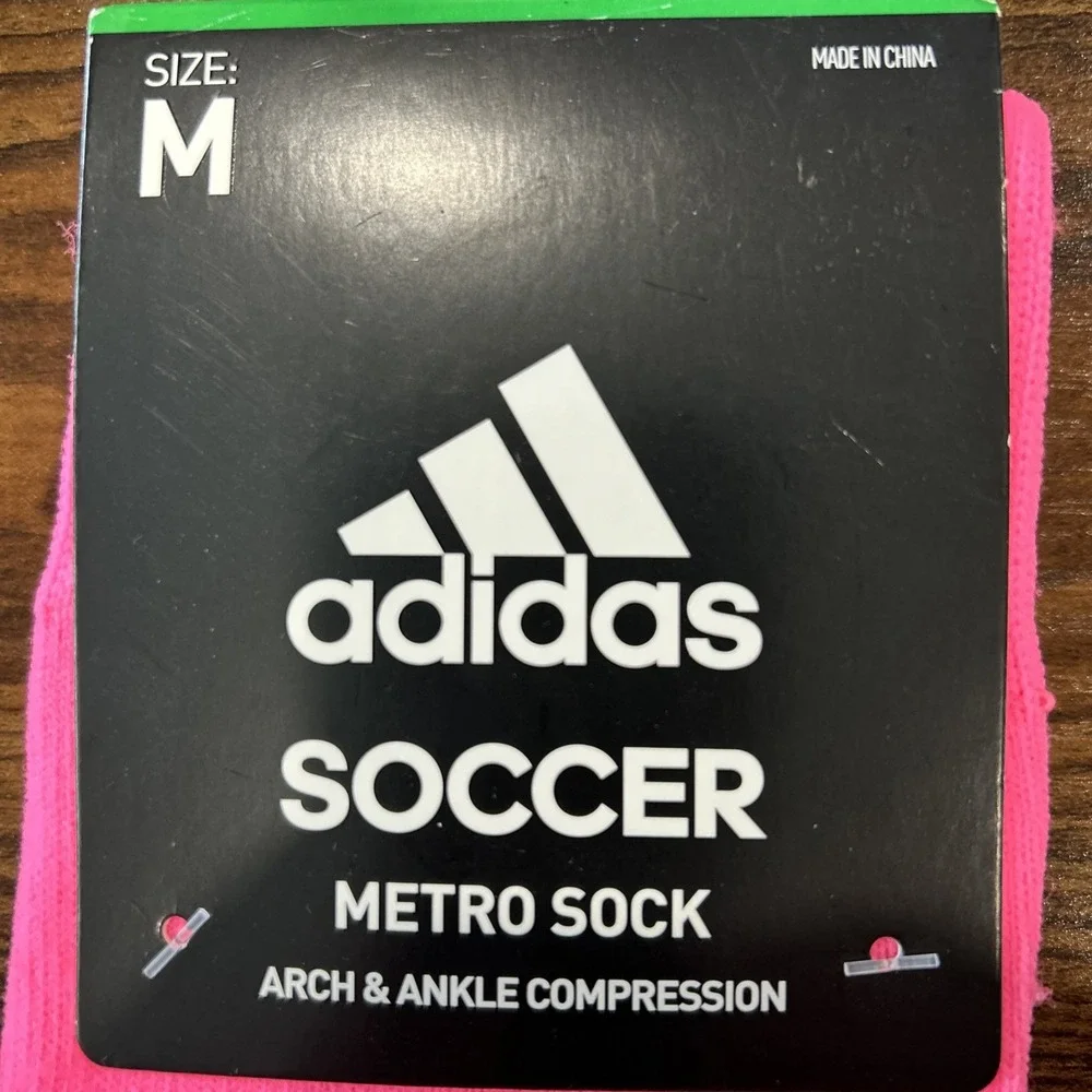 Adidas Neon Pink Metro Sock Soccer M Arch & Ankle Compress, New